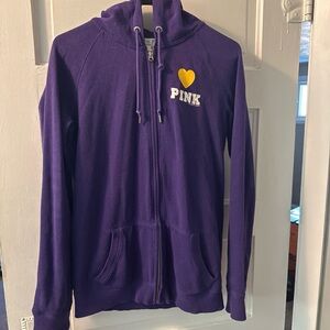 PINK Victoria's Secret Purple Sweatshirt with Yellow Accent